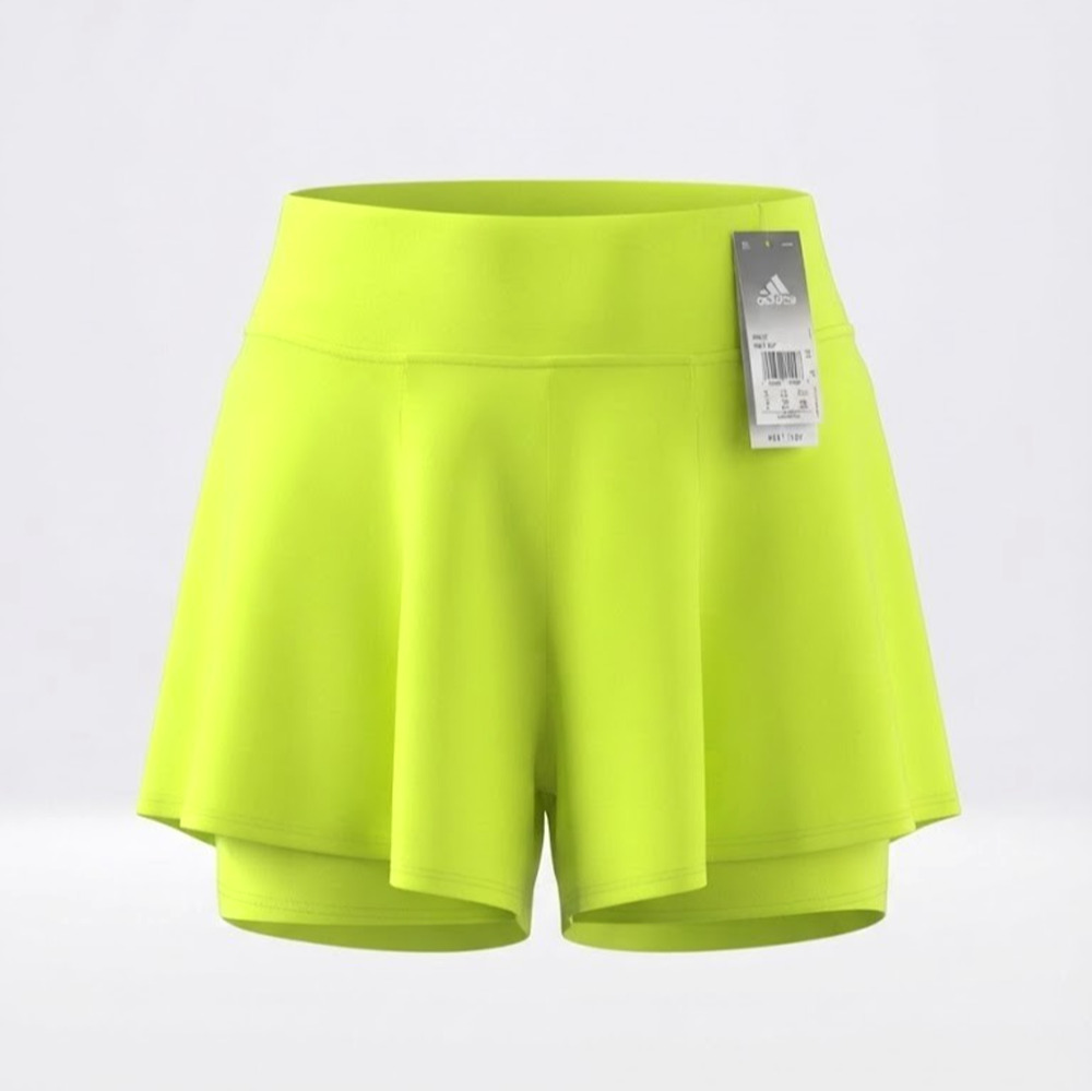 New With Tags Adidas Women's HEAT.RDY Match Athletic Shorts Acid Yellow Size XL